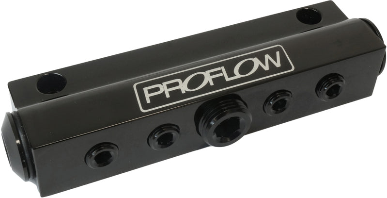 Proflow Billet Vacuum Manifold 7 Port w/ACC, Black - PFE457BK PFE457BK