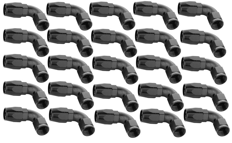 Proflow Bulk Pack Cutter Hose End 90 Degree -08AN, Black, 25pc - PFE503-08BK-25 PFE503-08BK-25