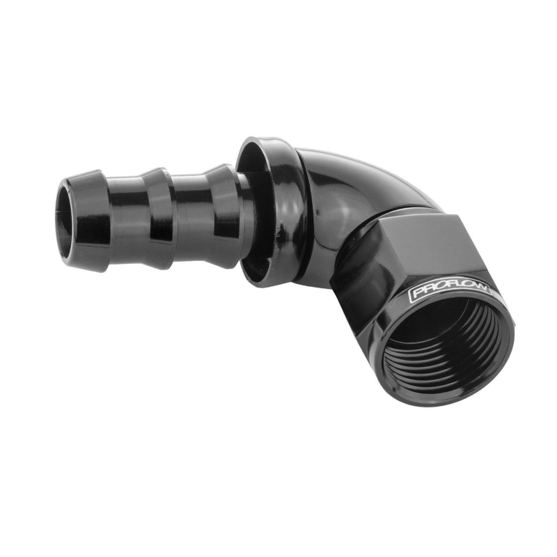 Proflow 90 Degree Fitting Hose End Full Flow 3/4in. Barb to Female -12AN, Black - PFE513-12BK PFE513-12BK