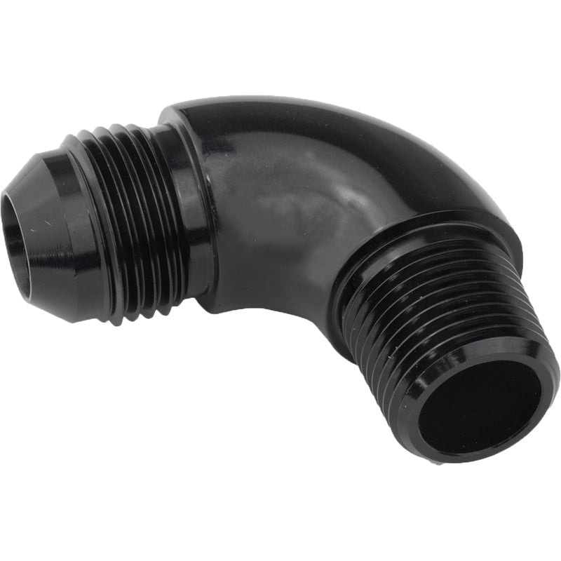 Proflow 90 Degree Full Flow 1/2in. NPT To Male -06AN Flare to NPT Adaptor, Black - PFE522-06-08BK PFE522-06-08BK