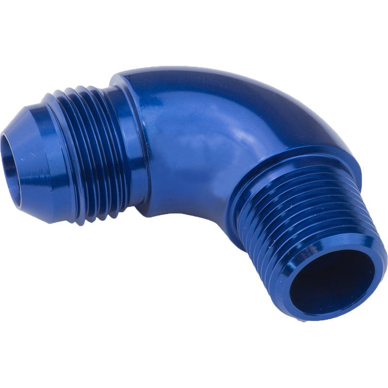 Proflow 90 Degree Full Flow 3/4in. NPT To Male -10AN Flare to NPT Adaptor, Blue - PFE522-10-12 PFE522-10-12