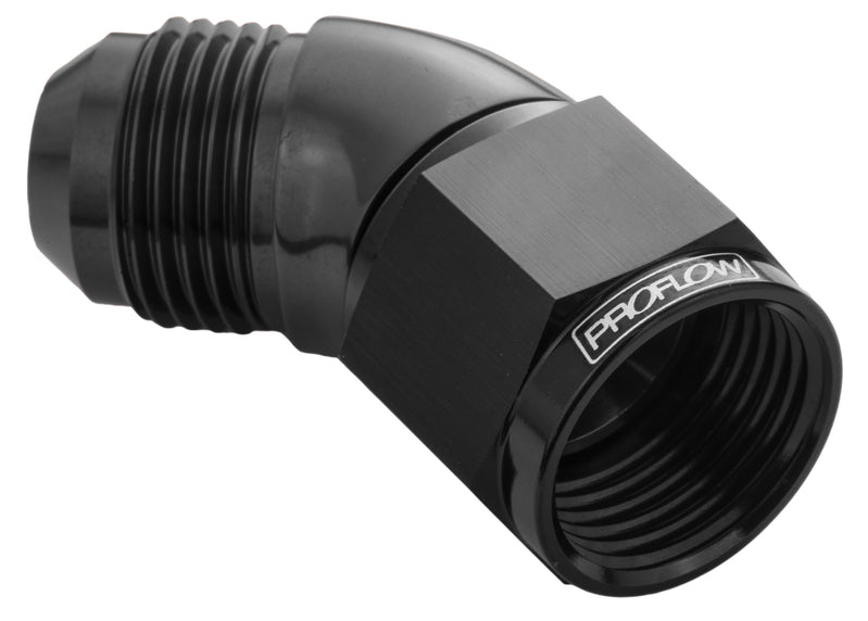 Proflow 45 Degree Full Flow Adaptor Male To Female -12AN, Black - PFE542-12BK PFE542-12BK