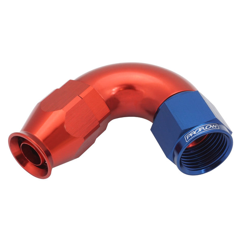 Proflow 120 Degree Fitting Hose End AN6 Suit PTFE Hose, Red/Blue - PFE574-06RB PFE574-06RB