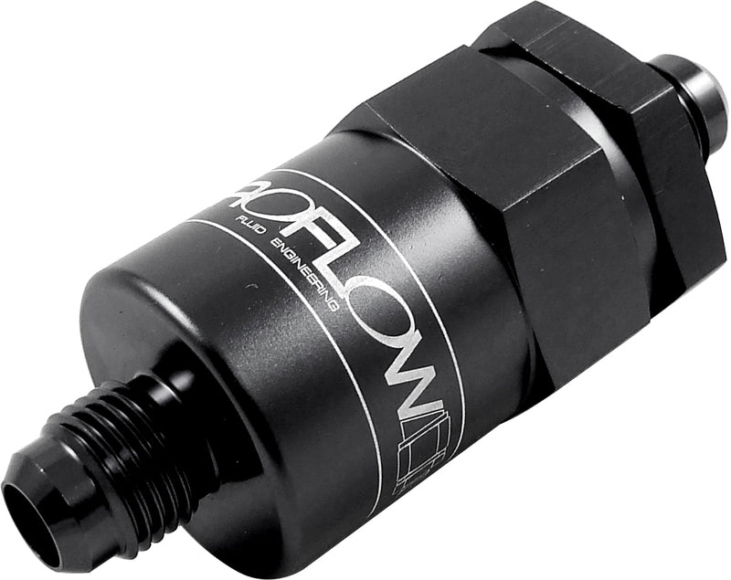 Proflow Billet Inline Aluminium Fuel Filter -06AN Black 30 Micron - PFE609-06BK PFE609-06BK
