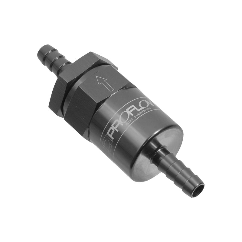 Proflow Billet Inline Aluminium Fuel Filter 5/16 in. Barb Black 30 Micron - PFE610-05BK PFE610-05BK