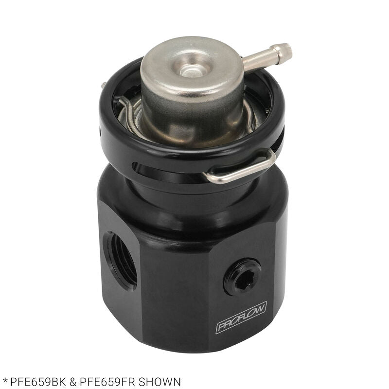 Proflow Bosch Fuel Regulator Adaptor, AN6 ORB Ports, 1/8'' NPT Port, Inline, Black - PFE659BK