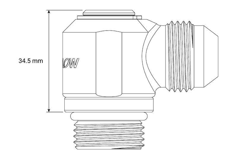 Proflow Low Profile Banjo Fitting, -12AN Male To -12AN ORB Male, 90 Degree - PFE760-12