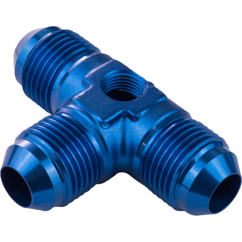 Proflow Male Flare Union Adaptor -06AN Flare Tee w/1/8in. NPT Port, Blue - PFE824-06G PFE824-06G