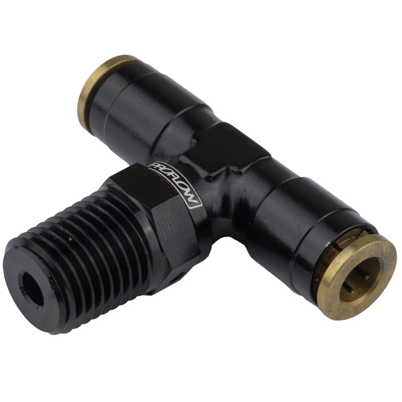 Proflow Fitting, Push To Connect Nylon Tube Tee 3/16in. Nylon Tube To 1/8in. NPT, Black - PFE854-02BK PFE854-02BK