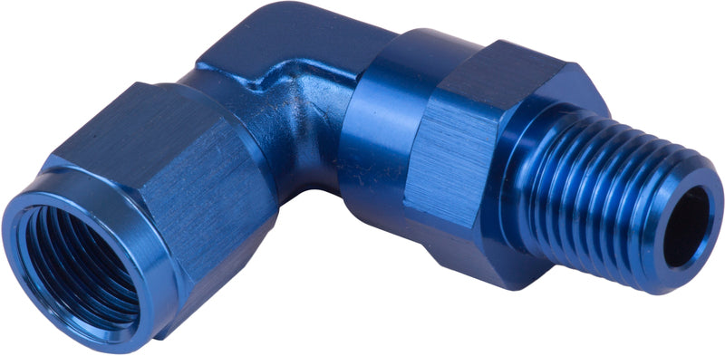 Proflow Adaptor Male -06AN 90 Degree To 1/8in. NPT Swivel, Blue - PFE923-06-02 PFE923-06-02