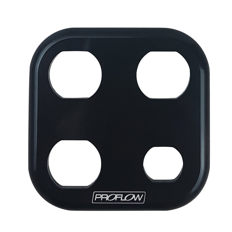 Proflow Bulkhead Aluminium Plates 4 Port Square, 3x #10 and 1x #6 A/C Fitting, Black - PFEACWP106BK PFEACWP106BK