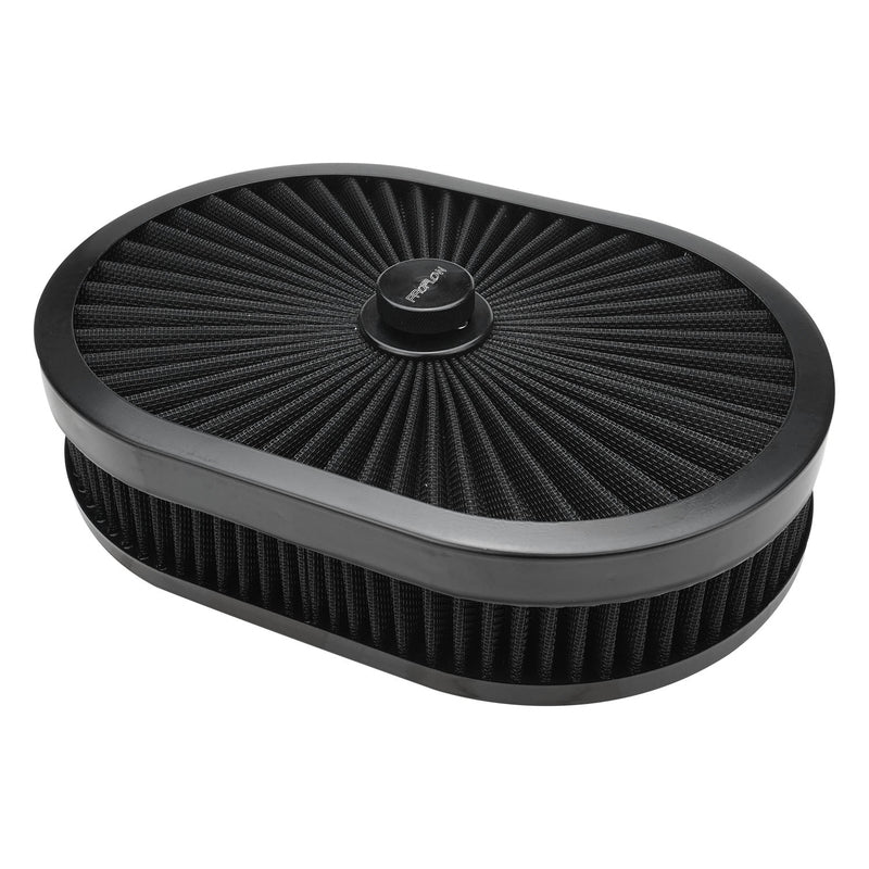 Proflow Air Filter Assembly Flow Top Oval Black 12in. x 9in. x 2in. Suit 5-1/8in. Flat Base - PFEAF-300051B PFEAF-300051B