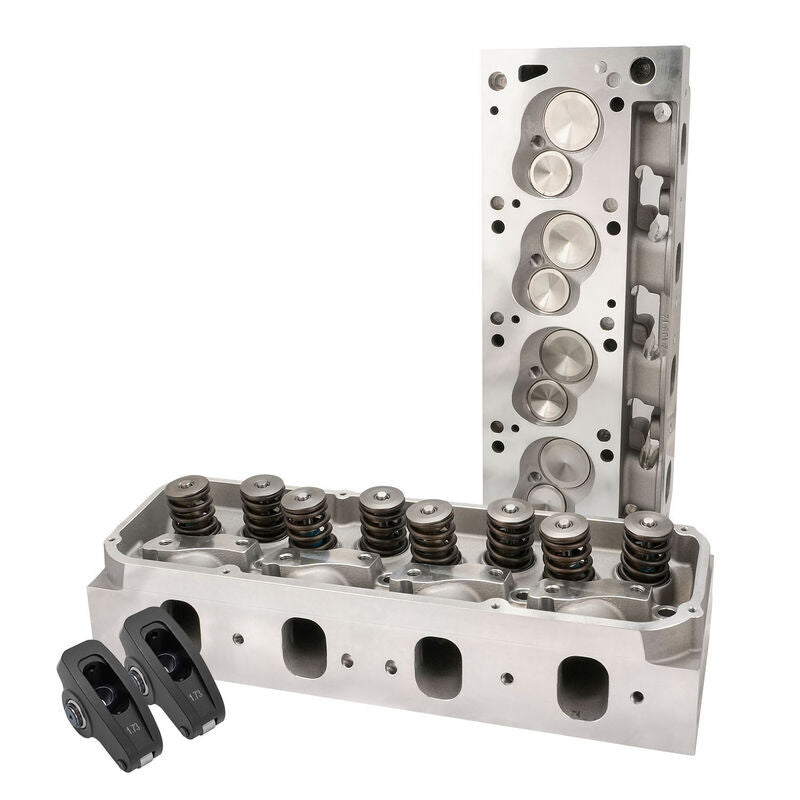 Proflow Cylinder Heads & Rocker kit, AirMax 200, Assembled Aluminium, Ford Cleveland , 2V 68cc Chamber, 205cc Intake Runner & Aluminium Rockers Pair - PFEAHF20068-2V-RRK4