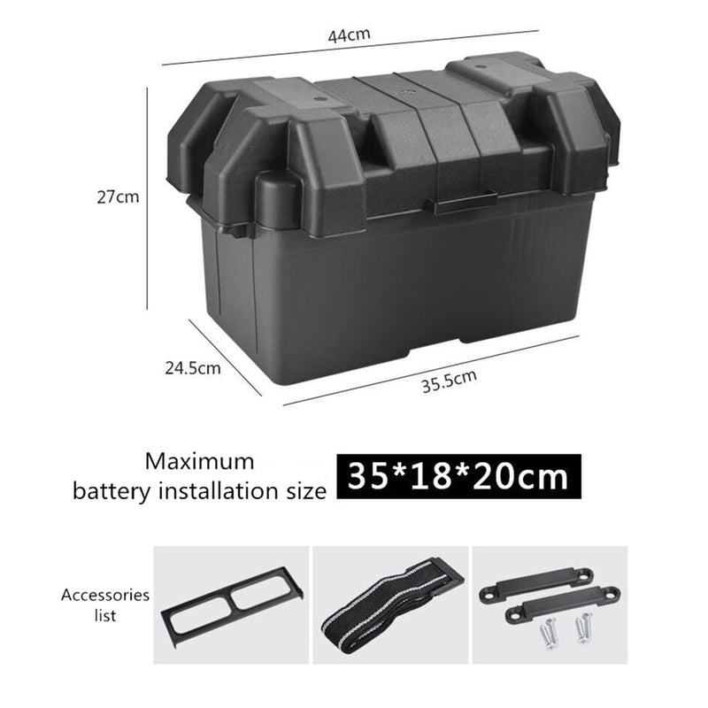 Proflow Universal Battery Box, Plastic, Relocation Kit, External Size 440L x 245W x 270H, Suit Camping Boating, Cars, Large Battery - PFEBT-221-KIT