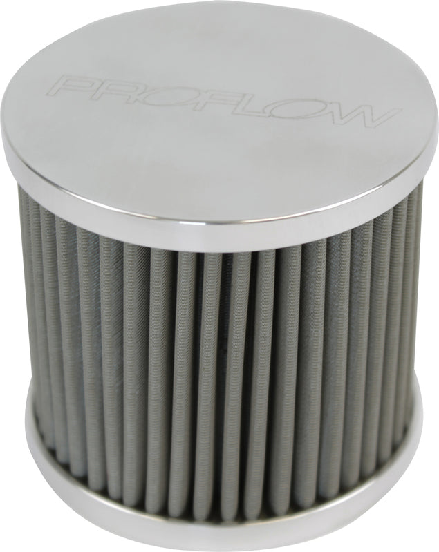 Proflow Oil Breather Filter Billet -08AN Female Thread, 60x50mm, Polished - PFECCB-3 PFECCB-3