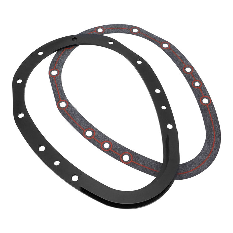 Proflow Timing Cover, 2-piece, Billet Aluminium, Black Anodised, Silicone Bead Gasket, SB For Chevrolet V8 Small Block, Kit - PFECTCBK