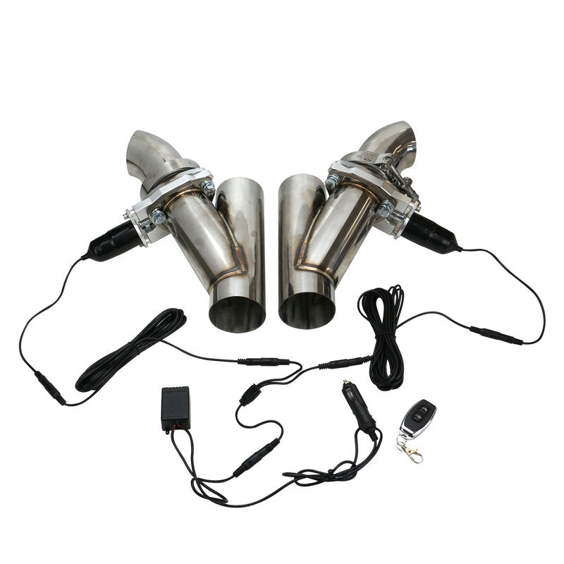 Proflow Dual Exhaust Cutouts, Electric, Aluminium, Bolt On, 3.0 in. Diameter, Stainless Steel Tubing, Kit - PFEEEC300-D PFEEEC300-D