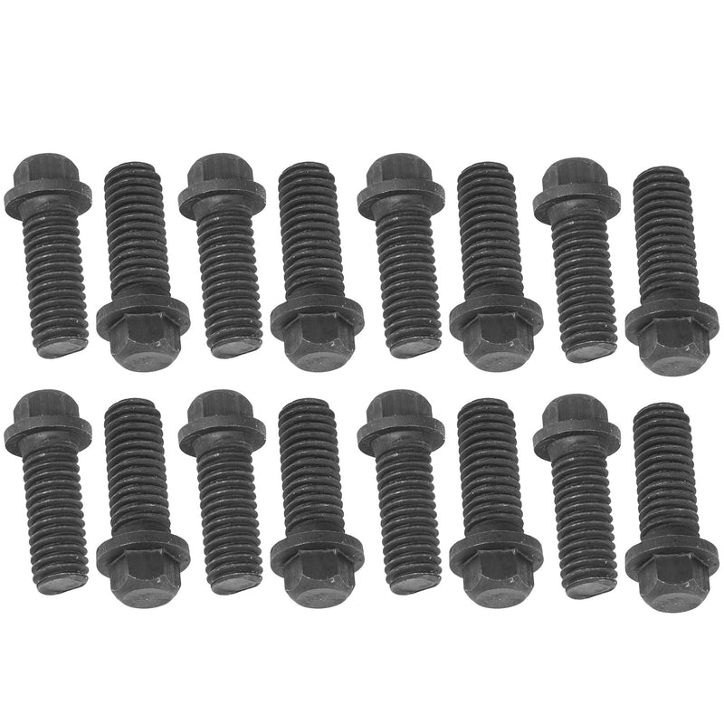 Proflow Header Bolts, Hex Head, 3/8in. x 1'' Length, Custom Black Oxide, For Chevrolet, For Ford, Set of 16 - PFEEHBBK PFEEHBBK