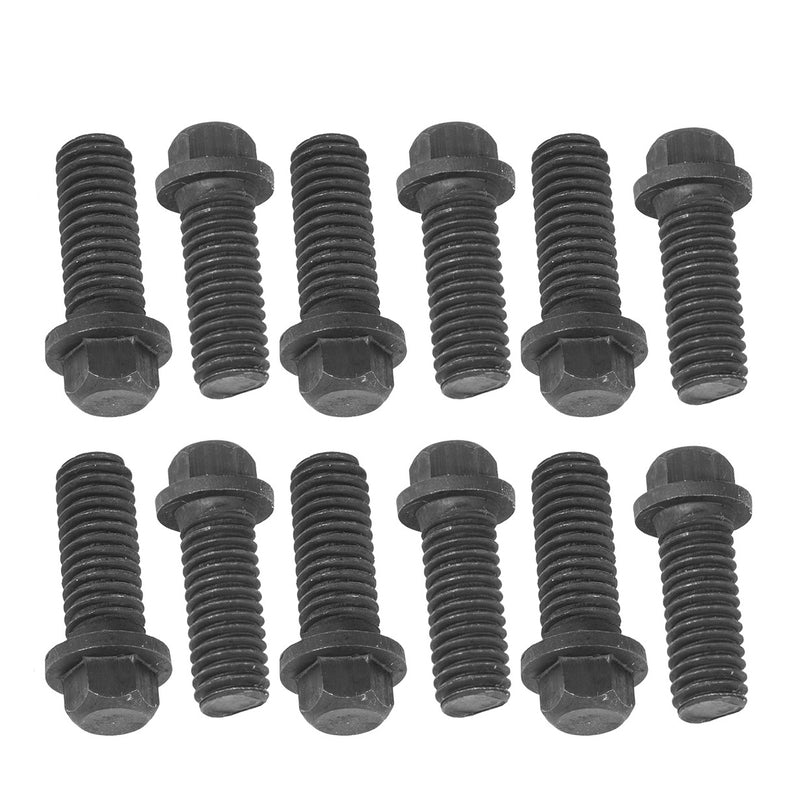 Proflow Header Bolts, Hex Head, M8 x 1.25 mm x 25mm Length, Steel Black Oxide, For Chev/Holden LS Engine, Set of 12 - PFEEHBLSBK PFEEHBLSBK