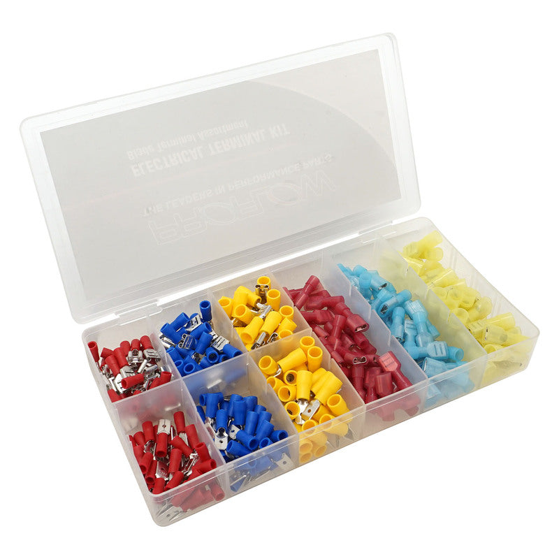Proflow Electric Terminal Kit, 270 Piece Male/Female Blade Terminal Assortment, Kit - PFEELCKIT-2 PFEELCKIT-2