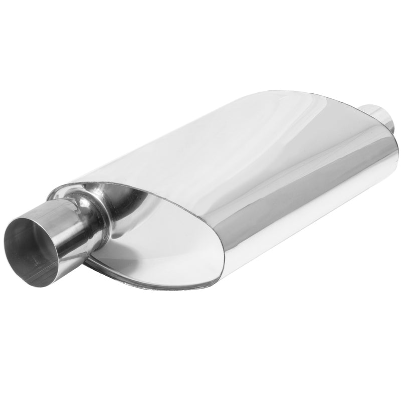 Proflow Muffler Oval, 409 Stainless Steel Polished Flow Chamber 3in. Side Inlet To 3in. Side Outlet - PFEEMS51530 PFEEMS51530