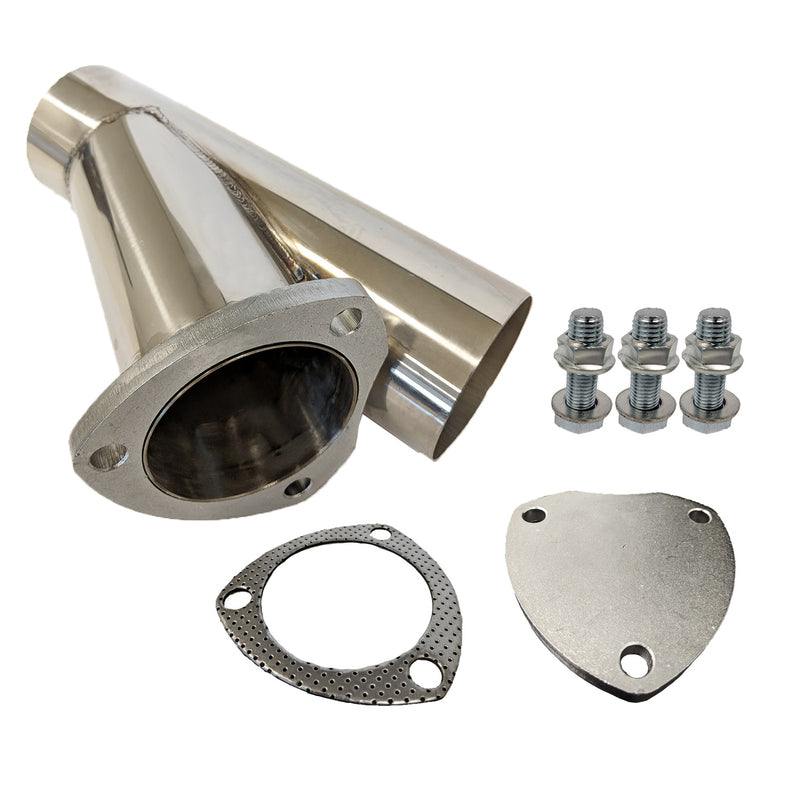 Proflow Exhaust 304 Stainless Steel Cut Out Y Pipe 4.0in, Cap Gasket & Bolts 10in. overall length, Each - PFEEYPSS40 PFEEYPSS40