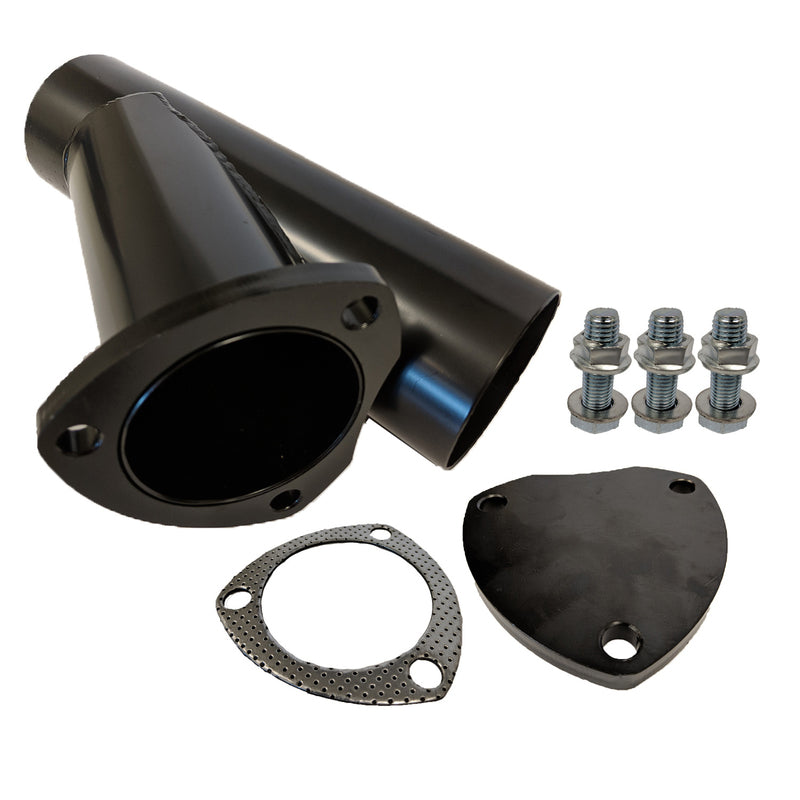 Proflow Exhaust Steel Cut Out Y Pipe 2.5', Cap Gasket & Bolts 10in. overall length Each - PFEEYPSTL25 PFEEYPSTL25