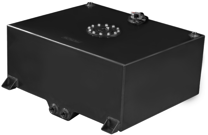 Proflow Fuel Cell, Tank, Sumped, 20Gal (76L), Aluminium, Black 620 x 510 x 260mm, With Sender Two -10 AN Female Outlets - PFEFC020BK PFEFC020BK