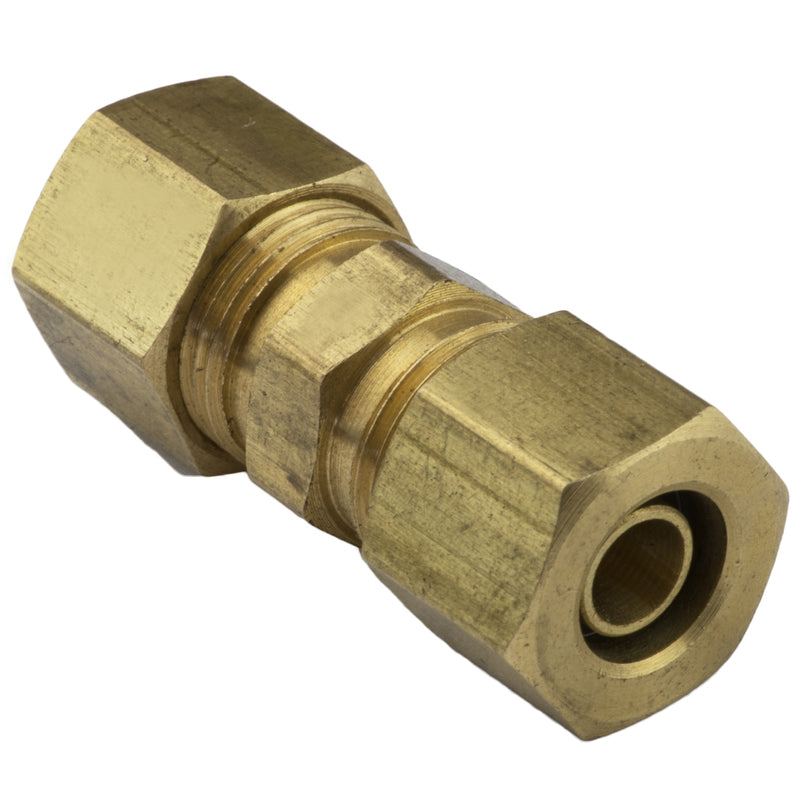 Proflow Fuel Line Connectors, Brass Connector, Hard Tube To Hard Tube 3/8in. (10mm) Tubing Joiner, Each - PFEFLQR158 PFEFLQR158