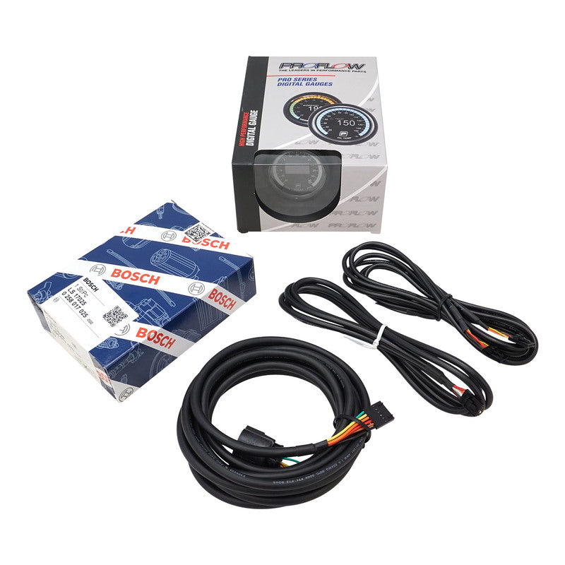 Proflow Pro Series Digital, Electrical Dual Boost & Air/Fuel Ratio Gauge, 52mm, PSI, w/ Sensor, LED Backlight - PFEGA-1007