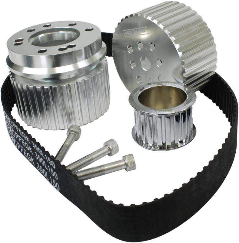 Proflow Gilmer Belt Drive Kit, For SB Ford 289/302/351 Windsor, Billet Aluminium, Silver Anodised - PFEGK80254 PFEGK80254