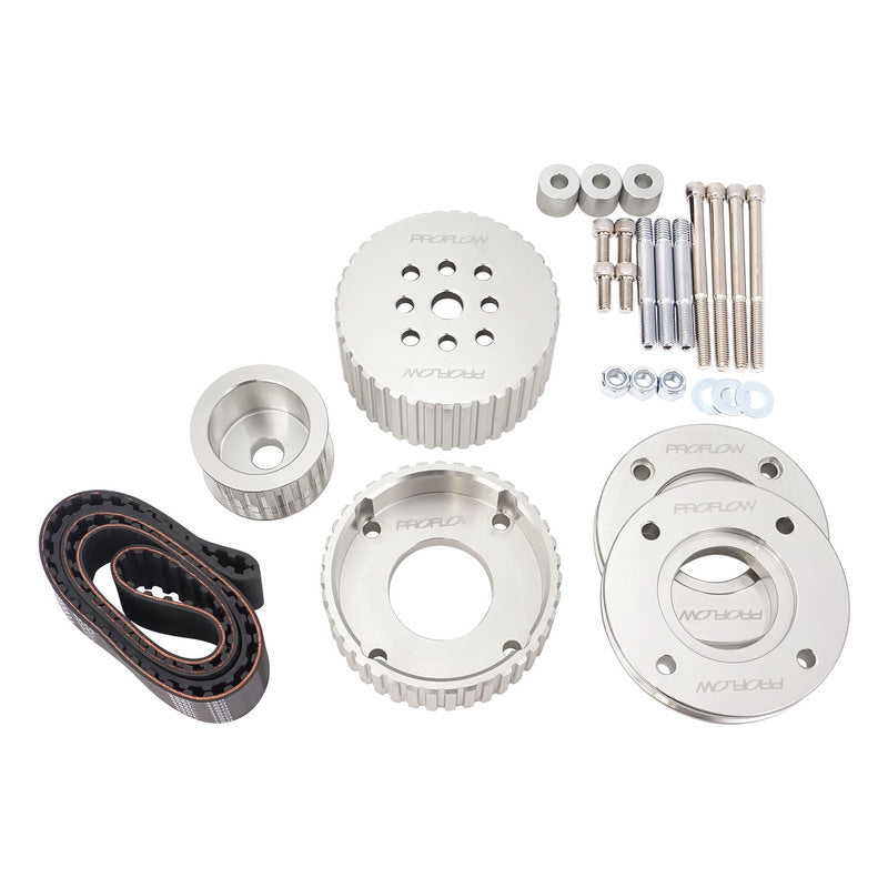 Proflow Gilmer Belt Drive Kit, For Holden V8 EFI 5.0L VN-VS Commodore, Billet Aluminium, Silver Anodised - PFEGK80270 PFEGK80270