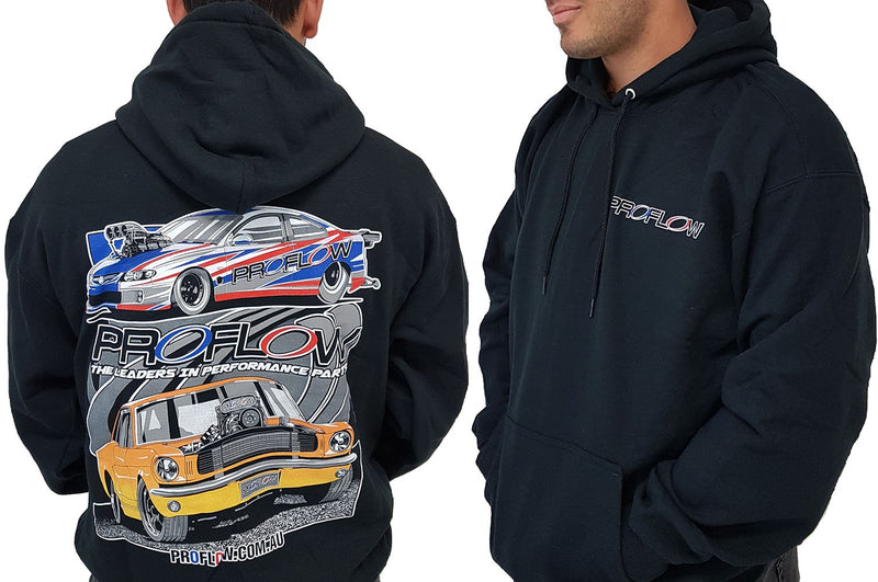 Proflow Car Mural Sweatshirt, Hooded, Cotton/Polyester, Black, Men's Small - PFEHOODSML PFEHOODSML