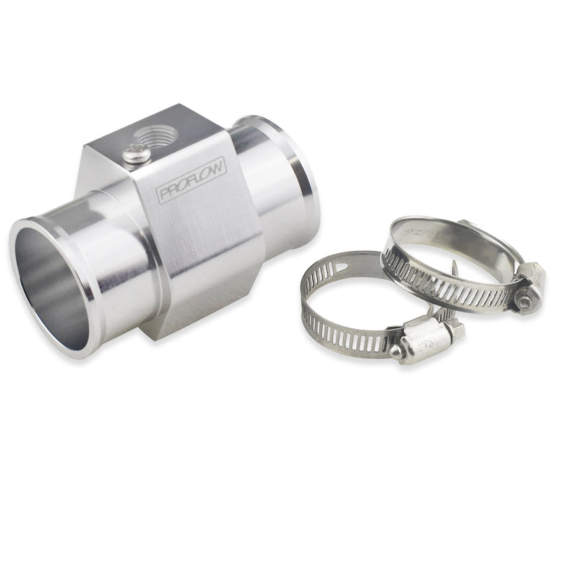 Proflow Water Temperature Sensor Adapter, 38mm (1.50''), 1/8 in. NPT Port, Billet Aluminium, Silver Anodised - PFEIRTA PFEIRTA