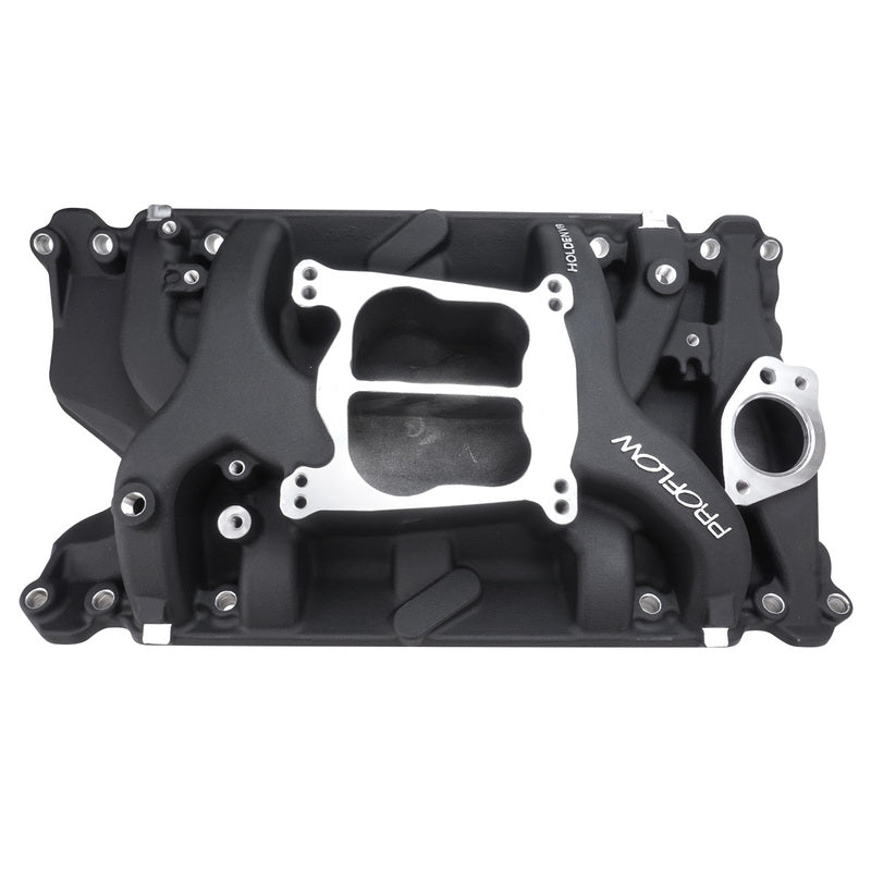 Proflow Intake Manifold, AirDual, Aluminium, Black Square/Spread Bore, For Holden, Commodore V8, 253, 308, Each - PFEM2194-BK