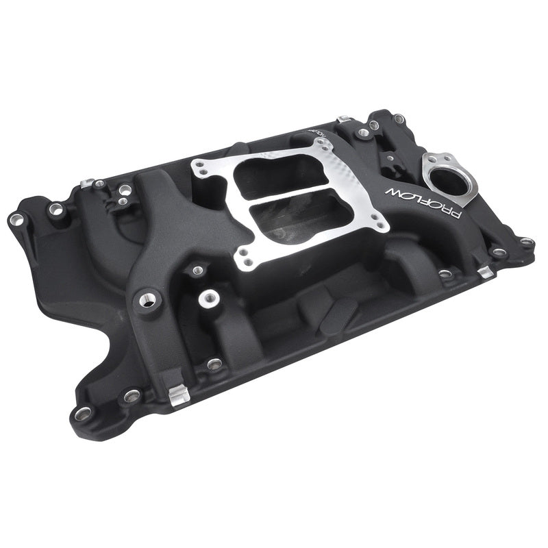 Proflow Intake Manifold, AirDual, Aluminium, Black Square/Spread Bore, For Holden, Commodore V8, 253, 308, Each - PFEM2194-BK PFEM2194-BK