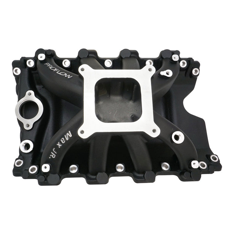 Proflow Intake Manifold, MaxJr, Single Plane, Square Bore, Aluminium, Black, For Holden, Commodore V8, VN Heads 253, 304, 308 - PFEM2894-BK