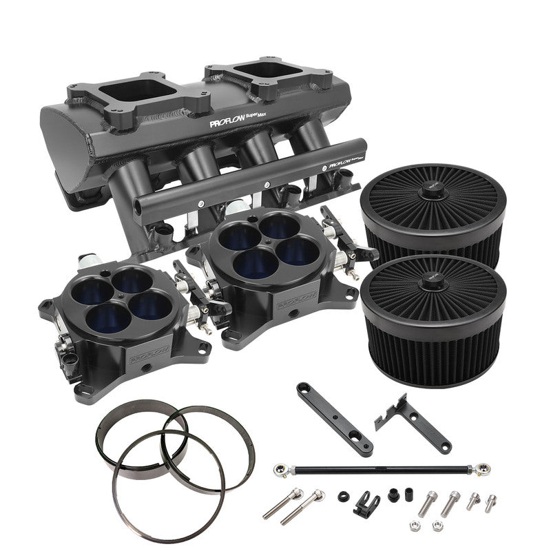 Proflow SuperMax Intake Manifold Kit, Tunnel Ram, For Holden Commodore LS1/LS2, EFI 4150, Fabricated Black, kit - PFEM63238-KIT PFEM63238-KIT