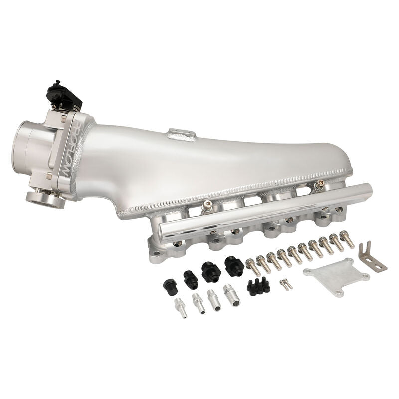 Proflow Intake Manifold Kit, For Nissan SR20 S13, Fabricated Aluminium, Polished, 76mm Throttle Body, Fuel Rail Kit - PFEM67522