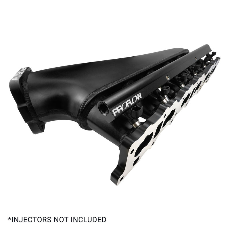 Proflow Intake Manifold Kit, Fabricated Aluminium, Black, For Nissan RB25, Inlet Plenum, 90mm Throttle Body, Fuel Rail Kit - PFEM67525BK
