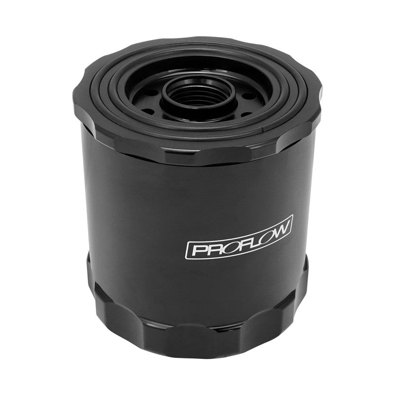 Proflow Reusable Oil Filter, Spin-On, 30 Micron, 3/4''-16 & 13/16''-16, Billet Aluminium, Black - PFEOS361BK PFEOS361BK