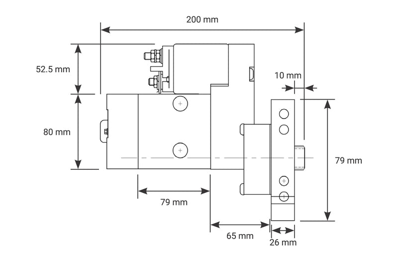 Proflow Starter Motor Power Torque Mini Black For Chevrolet V8 2.0kW 153/168T - PFEPM9004
