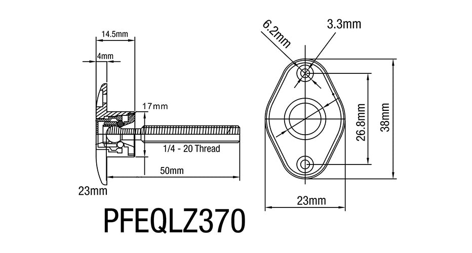 Proflow Quick Release Pro Latch, Small 38 x 23mm Fastener Dzus, Billet Aluminium, Black, Kit - PFEQLZ370BK