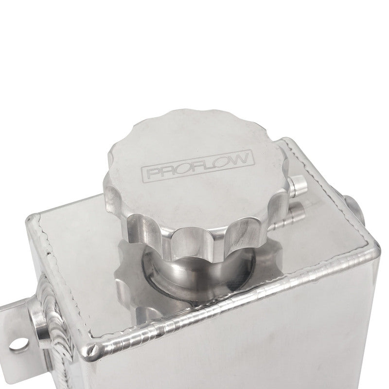 Proflow Radiator Expansion / Overflow Tank, Fabricated Aluminium, Square, 1.4L, 150mm (H) x 120mm (L) x 80mm (W), Polished - PFERO4P