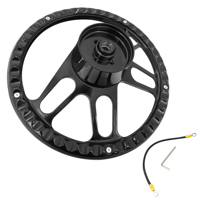 Proflow Billet 4 Slot Steering Wheel,14'' Black Leather/Black Leather, Universal Fit, Steering Wheel ,Adaptor, Horn Button, 2 inch Dish, Kit - PFESTW-KIT4-BK