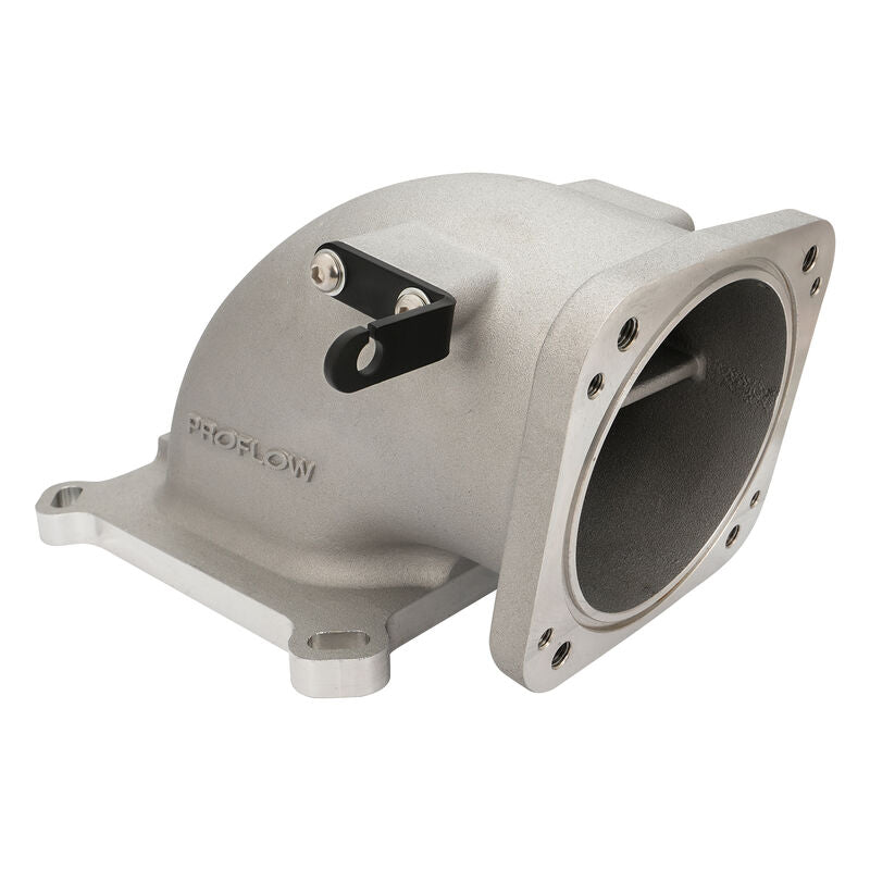 Proflow EFI Throttle Body Intake Elbow 95mm, Universal or LS To 4150 Square Bore, Cast Aluminium, Natural - PFETBE95 PFETBE95