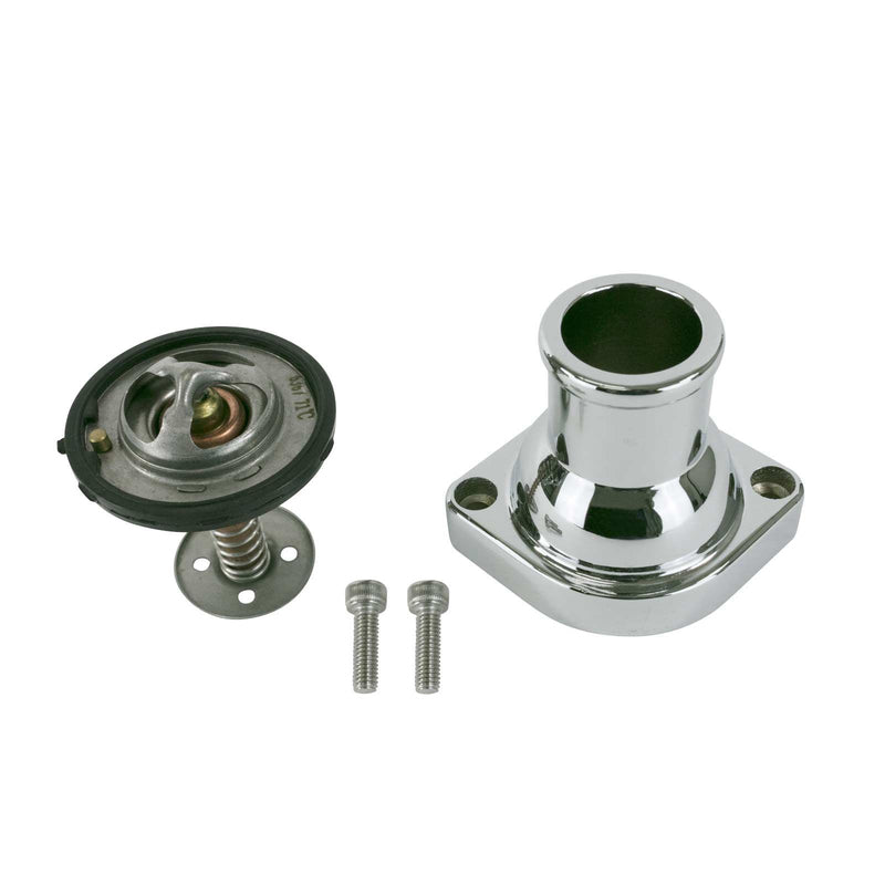 Proflow Aluminium Water Neck & Thermostat kit LS Chev For Holden, Straight -up, Chrome - PFETH-R8938KT PFETH-R8938KT