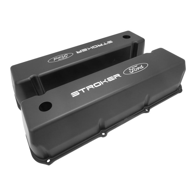 Proflow Valve Covers, Tall Cast Aluminium, Black, Stroker Ford Logo, 429-460 Big Block Ford, Pair - PFEVC-310-ST PFEVC-310-ST