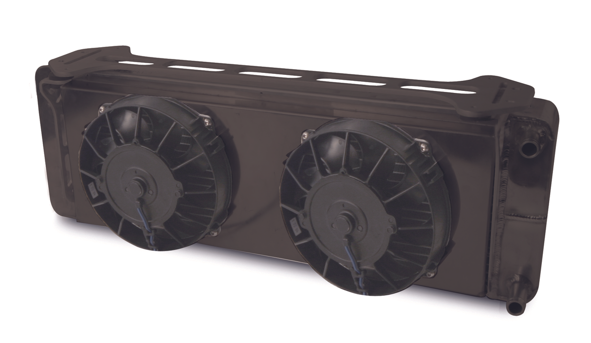AFCO Aluminum Black Heat Exchanger With Dual Fans 1999-04 Ford Lightning/F150 Double Pass - 80249N-FSB 80249N-FSB