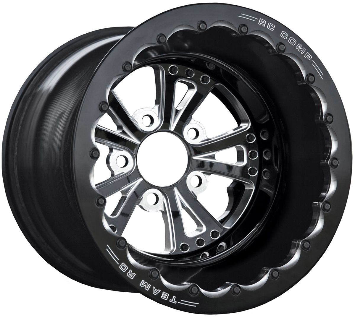 RC Comp Torx 15" x 12" Wheel, Black with Eclipse Finish Centre, Single Beadlock (RCCSF40X21B1E01E) RCCSF40X21B1E01E